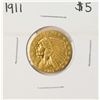 Image 1 : 1911 $5 Indian Head Half Eagle Gold Coin