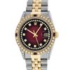 Image 1 : Rolex Mens Two Tone 14K Red Vignette Diamond String & Ruby Datejust Wristwatch