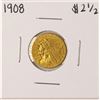 Image 1 : 1908 $2 1/2 Indian Head Quarter Eagle Gold Coin