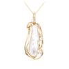 Image 2 : 14KT Yellow Gold 0.10 ctw Diamond and Freshwater Pearl Pendant with Chain