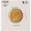 Image 1 : 1909-D $5 Indian Head Half Eagle Gold Coin