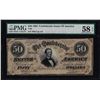 Image 1 : 1864 $50 Confederate States of America Note T-66 PMG Choice About Unc. 58EPQ