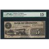 Image 1 : 1853-55 $5 Bank of Covington, Indiana Obsolete Note PMG Choice Fine 15 Net