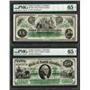 Image 1 : Matching Fancy Serial 1872 $20 & $50 South Carolina Obsolete Notes PMG Gem Unc.