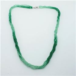 Sterling Silver Graduated Green Agate Triple-Strand Necklace (~length 40cm), Suggested Retail Value 