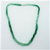 Image 1 : Sterling Silver Graduated Green Agate Triple-Strand Necklace (~length 40cm), Suggested Retail Value 
