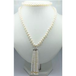 Sterling Silver Freshwater Pearl Chandelier Drop Necklace (~length 70cm), Insurance Value $500 (Esti