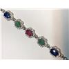 Image 1 : Sterling Silver Emerald Ruby & Sapphire Bracelet, Length Approx 20". Approx Retail $300 (Estimated S