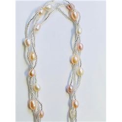 Sterling Silver High Fashion Pearl Bracelet & Necklace Set. Retail $240 (Est From $36 up to $72)