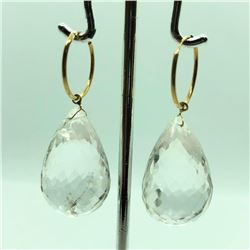 14K Yellow Gold White Topaz(~70cts) Earrings, Made in Canada, Suggested Retail Value $500 (Estimated