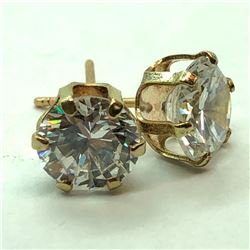 10K Yellow Gold Cubic Zirconia(6.5mm sizects) Earrings, Made in Canada, Suggested Retail Value $220 