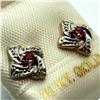 Image 2 : 10K Yellow Gold Ruby (July Birthstone) 4 Diamonds Earrings, Made in Canada, Suggested Retail Value $