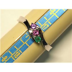 10K Emerald, Garne, & Amethyst Ring. Retail $500