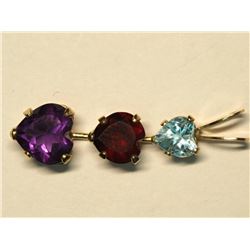 10K Amethyst, Garnet, & Blue Topaz Pendant. Retail $240