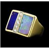 Image 1 : 0.15 ctw Diamond, Opal and Lapis Lazuli Ring - 14KT Yellow Gold