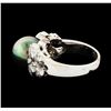 Image 3 : Pearl and Diamond Ring - 14KT White Gold