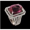 Image 4 : 16.15 ctw Pink Tourmaline and Diamond Ring - 14KT White Gold