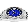 Image 6 : Rolex Mens Stainless Steel Blue Vignette Princess Cut Diamond Datejust Wristwatc