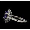 Image 3 : 3.5 ctw Tanzanite and Diamond Ring - 14KT White Gold