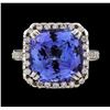 Image 2 : 8.27 ctw Tanzanite and Diamond Ring - 14KT White Gold