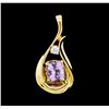 Image 1 : 1.70 ctw Amethyst and Diamond Pendant - 14KT Yellow Gold