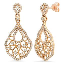 14k Rose Gold 0.87CTW Diamond Earrings, (I1/I)