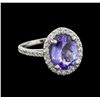 4.6 ctw Tanzanite and Diamond Ring - 14KT White Gold