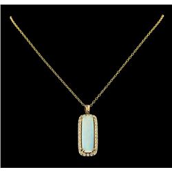 10.88 ctw Opal and Diamond Pendant With Chain - 14KT Yellow Gold