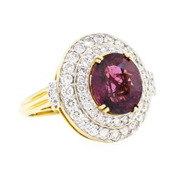 6.64 ctw Lavender Spinel And Diamond Ring - 18KT Yellow Gold