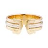 Image 1 : Cartier Tri-Color CC Logo Cuff Ring - 18KT Yellow, Rose and White Gold