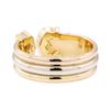 Image 2 : Cartier Tri-Color CC Logo Cuff Ring - 18KT Yellow, Rose and White Gold