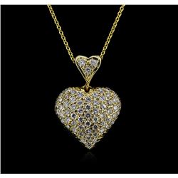 0.95 ctw Diamond Heart Pendant With Chain - 14KT Yellow Gold