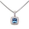 Image 1 : David Yurman 2.20 ctw Blue Topaz and Diamond Pendant with Chain - Silver