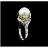 Image 4 : 0.31 ctw Pearl and Diamond Ring - Platinum