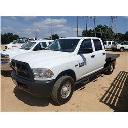 2016 DODGE RAM 2500 FLATBED TRUCK, VIN/SN:3C6TR5CT5GG264396 - 4X4, CREW CAB, V8 GAS HEMI ENGINE, A/T