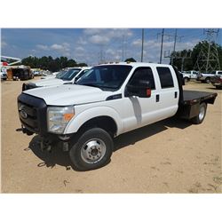 2015 FORD F350 FLATBED TRUCK, VIN/SN:1FD8W3H64FEA87291 - 4X4, CREW CAB, 8 CYL GAS ENGINE, A/T, 9' FL
