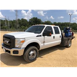 2011 FORD F350 FLATBED TRUCK, VIN/SN:BEC84361 - CREW CAB, FORD POWERSTROKE DIESEL ENGINE, A/T, 10' F