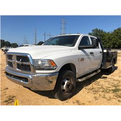 2012 RAM 3500 FLATBED TRUCK, VIN/SN:3C7WDSCL4CG330534 - CREW CAB, CUMMINS DIESEL ENGINE, A/T, CM BOD