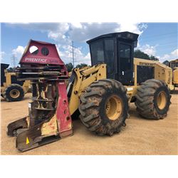 CAT 553 FELLER BUNCHER, VIN/SN:HA19802 - PRENTICE SH50 SAW HEAD, CAB, A/C, 28L-26 TIRES, METER READI