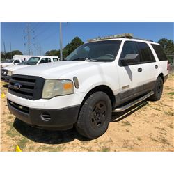 2007 FORD EXPEDITION VIN/SN:1FMFU16587LA42220 - V8 GAS ENGINE, A/T, ODOMETER READING 195,657 MILES (