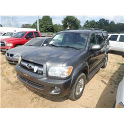2006 TOYOTA SEQUOIA VIN/SN:5TDBT48A36S268258 - V8 GAS ENGINE, A/T, ODOMETER READING 211,138 MILES (C