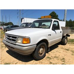 1996 FORD RANGER PICKUP, VIN/SN:1FTCR10U1TPA92615 - GAS ENGINE, A/T, ODOMETER READING 132,927 MILES 