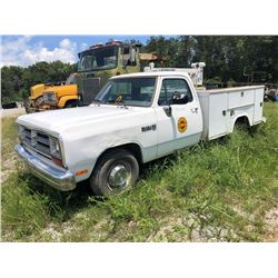 1991 DODGE 2500 MECHANICS TRUCK, VIN/SN:4LS679597 - GAS A/T, STAHL BODY, LIFTMORE 2700 CRANE, (COUNT
