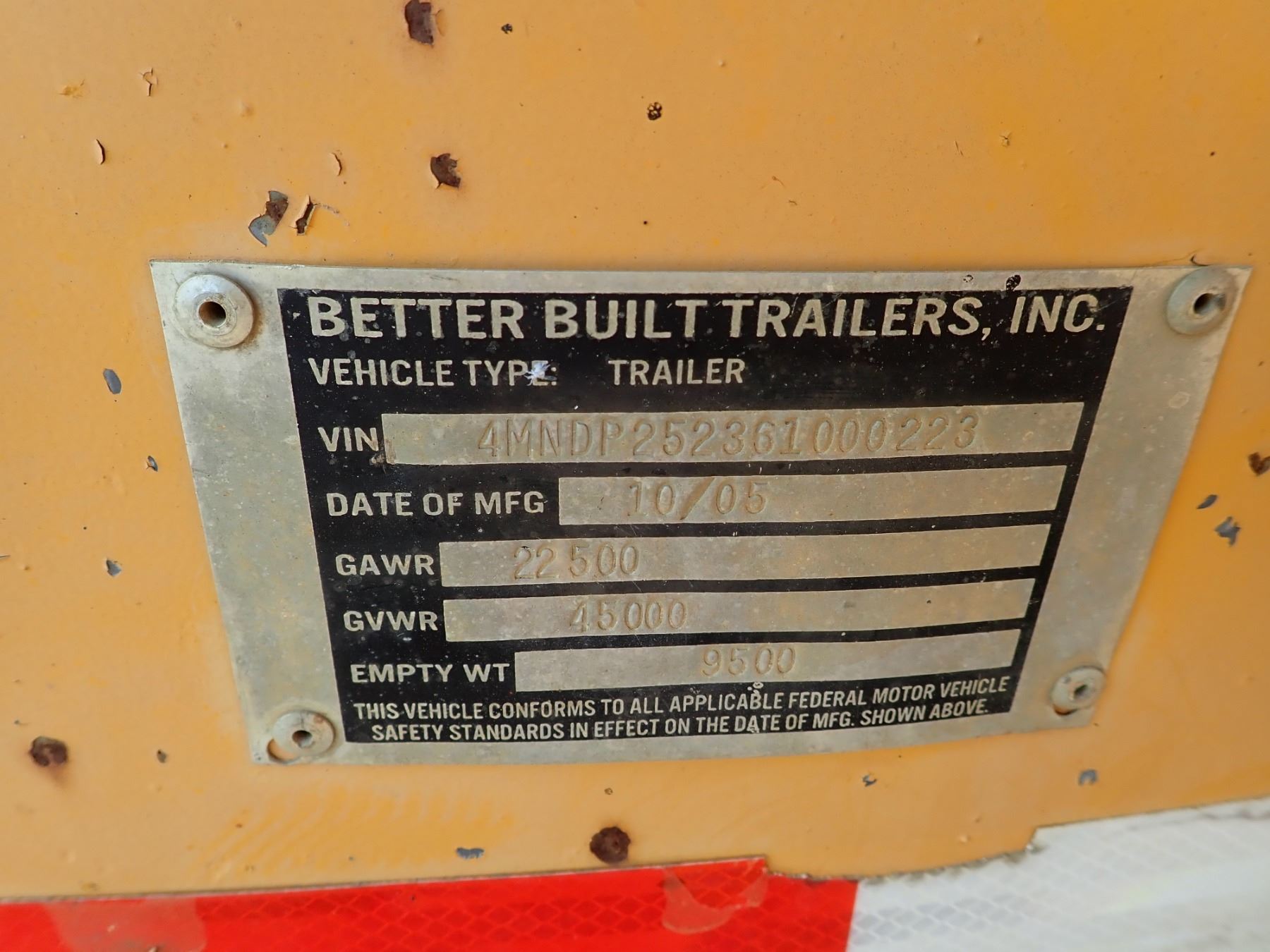 2006 BETTER BUILT TAG TRAILER, VIN/SN4MNDP252361000223 DUAL T/A, 22.