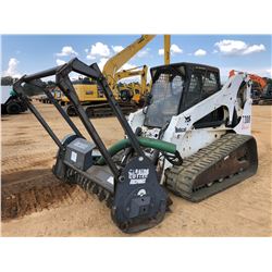 BOBCAT T300 SKID STEER LOADER, VIN/SN:525412136 - CRAWLER, LOFTNESS MULCHING HEAD, CAB, A/C, METER R