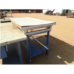 34" X 6' METAL/WOOD WORK TABLE (B9)