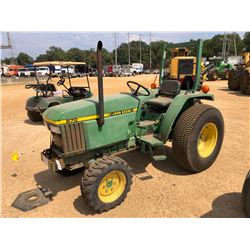 JOHN DEERE 870 FARM TRACTOR, VIN/SN:170947 - ROLL BAR, TURF TIRES, METER READING 2,879 HOURS
