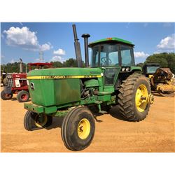 JOHN DEERE 4840 FARM TRACTOR, VIN/SN:009507R - 3 REMOTES, CAB, AC, 20.8-38 TIRES