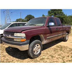 2002 CHEVROLET 1500 PICK UP, VIN/SN:2GCEK19T421246611 - 4X4, EXT CAB, V8 GAS ENGINE, A/T, ODOMETER R