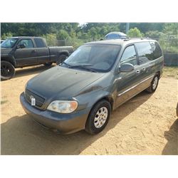 2005 KIA SEDONA, VIN/SN:KNDUP131456618577 - GAS ENGINE, A/T, ODOMETER READING 158,989 MILES